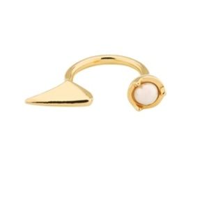 Bones+Feathers Collective Fin and Pearl open gold plated adjustable ring